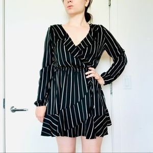 Express ruffle wrap black dress